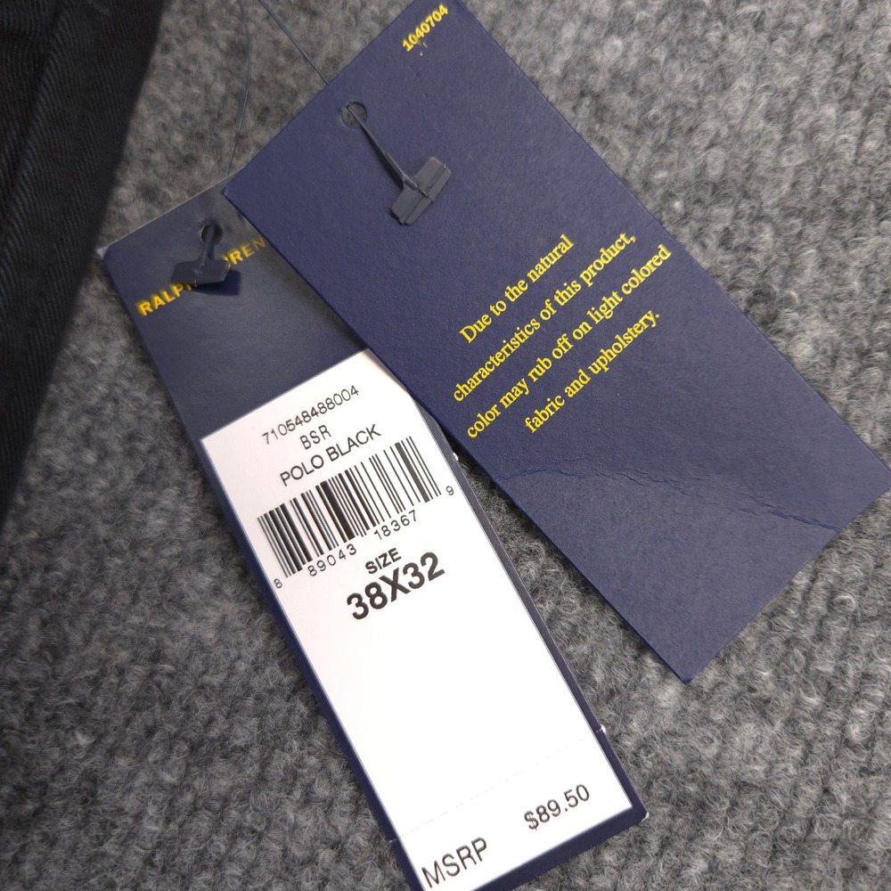 Polo Ralph Lauren Pants Mens 38X32 Black Straight Leg Classic Fit Pleated NEW - Picture 14 of 15